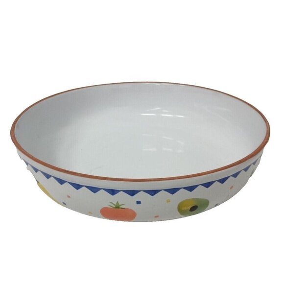 VTG 1980s Boston Warehouse Round Terracotta Serving Bowl Southwest Hand Painted